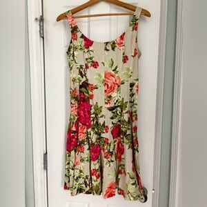 Nine West Floral Midi Dress - Red and Green